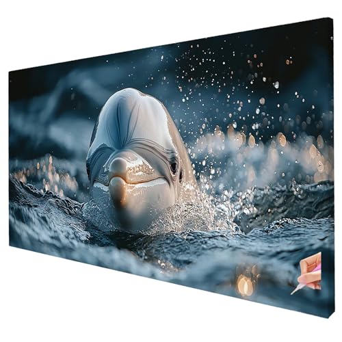 Diamond Painting Delphin Diamond Painting XXL 150x60cm Niedlich Diamant Kunst Malerei Set Basteln Erwachsene Anfänger DIY Diamant Stickerei Kreuzstich Set für Deko Wohnzimmer Geschenke für Frauen P-70 von Yarqzhng