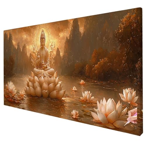 Diamond Painting Erwachsene Groß XXL 100x40cm Diamant Painting Bilder Lotus Bastelset Erwachsene DIY Retro Diamond Art Set Diamant Malerei Strasssteine Kreuzstich Set für Weihnachtsdeko Geschenke S-44 von Yarqzhng