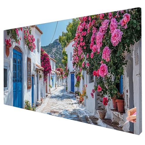 Diamond Painting Erwachsene Groß XXL 130x50cm Diamant Painting Bilder Blumen Bastelset Erwachsene DIY Architektur Diamond Art Set 5D Diamant Malerei Strasssteine Kreuzstich Set für Weihnachtsdeko S-26 von Yarqzhng