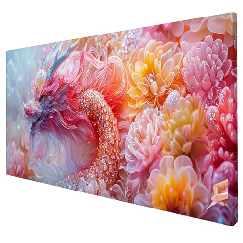 Diamond Painting Erwachsene Groß XXL 200x80cm Diamant Painting Bilder Drache Bastelset Erwachsene DIY Blume Diamond Art Set Diamant Malerei Strasssteine Kreuzstich für Weihnachtsdeko Geschenke T-11 von Yarqzhng