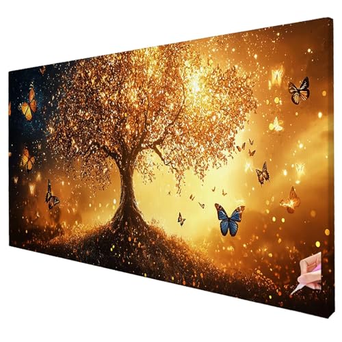 Diamond Painting Erwachsene Groß XXL 250x100cm Diamant Painting Bilder Baum Bastelset Erwachsene DIY Schmetterling Diamond Art Set Diamant Malerei Strasssteine Kreuzstich Set für Weihnachtsdeko O-83 von Yarqzhng