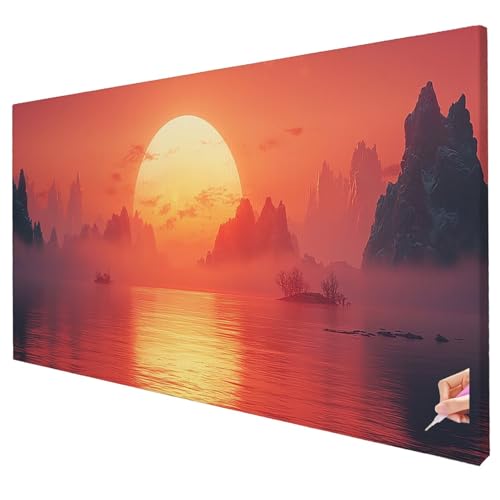 Diamond Painting Erwachsene Groß XXL 250x100cm Diamant Painting Bilder Landschaft Bastelset Erwachsene DIY Sonnenuntergang Diamond Art Set Diamant Malerei Strasssteine Kreuzstich für Geschenke W-68 von Yarqzhng
