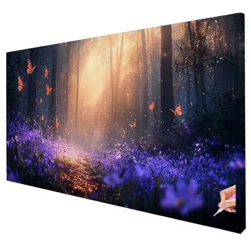 Diamond Painting Erwachsene Groß XXL 250x100cm Diamant Painting Bilder Wald Bastelset Erwachsene DIY Schmetterling Diamond Art Set Diamant Malerei Strasssteine Kreuzstich Set für Weihnachtsdeko S-74 von Yarqzhng