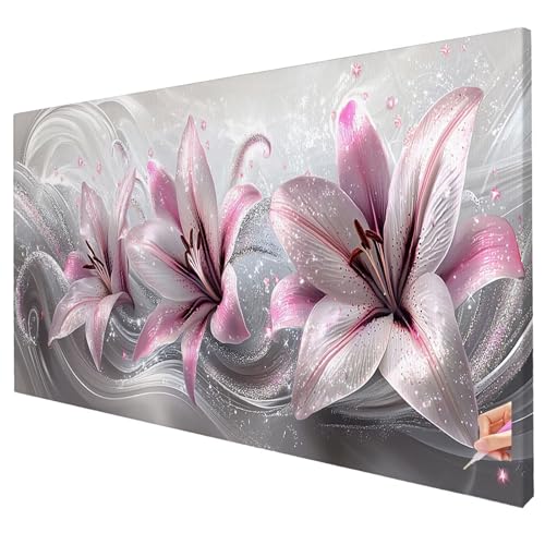 Diamond Painting Erwachsene Groß XXL 80x30cm Diamant Painting Bilder Blumen Bastelset Erwachsene DIY Lilie Diamond Art Set Diamant Malerei Strasssteine Kreuzstich Set für Weihnachtsdeko Geschenke T-35 von Yarqzhng