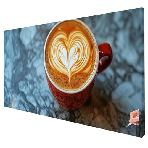 Diamond Painting Kaffee 80x30cm Diamond Painting Erwachsene Groß XXL Küche Set DIY Diamant Malerei Kreativ Set für Erwachsene 5D Diamant Kunst Stickerei für Geschenke für Frauen Halloween Deko S-72 von Yarqzhng