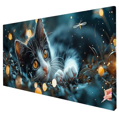Diamond Painting Katze Diamond Painting XXL 250x100cm Fantasy Diamant Kunst Malerei Set Basteln Erwachsene Anfänger DIY Diamant Stickerei Kreuzstich Set für Deko Wohnzimmer Geschenke für Frauen W-73 von Yarqzhng