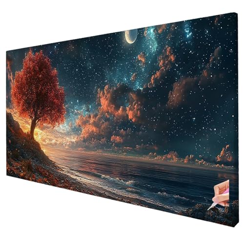 Diamond Painting Landschaft 100x40cm Diamond Painting Erwachsene Groß XXL Sternenhimmel Set DIY Diamant Malerei Kreativ Set für Erwachsene 5D Diamant Kunst Stickerei für Geschenke Halloween Deko Q-87 von Yarqzhng