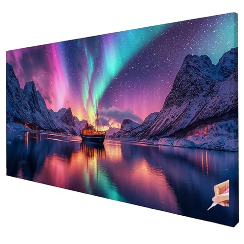 Diamond Painting Landschaft 250x100cm Diamond Painting Erwachsene Groß XXL Aurora Set DIY Diamant Malerei Kreativ Set für Erwachsene 5D Diamant Kunst Stickerei Geschenke für Frauen Halloween Deko W-84 von Yarqzhng