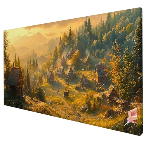 Diamond Painting Landschaft 250x100cm Diamond Painting Erwachsene Groß XXL Natur Set DIY Diamant Malerei Kreativ Set für Erwachsene 5D Diamant Kunst Stickerei Geschenke für Frauen Halloween Deko W-93 von Yarqzhng