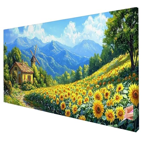 Diamond Painting Landschaft Diamond Painting XXL 250x100cm Blume Diamant Kunst Malerei Set Basteln Erwachsene Anfänger DIY Diamant Stickerei Kreuzstich Set Deko Wohnzimmer Geschenke für Frauen X-07 von Yarqzhng