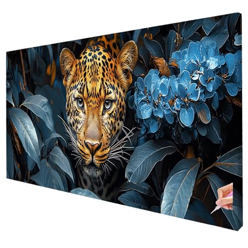 Diamond Painting Leopard 80x30cm Diamond Painting Erwachsene Groß XXL Anlage Set DIY Diamant Malerei Kreativ Set für Erwachsene 5D Diamant Kunst Stickerei für Geschenke für Frauen Halloween Deko Q-75 von Yarqzhng