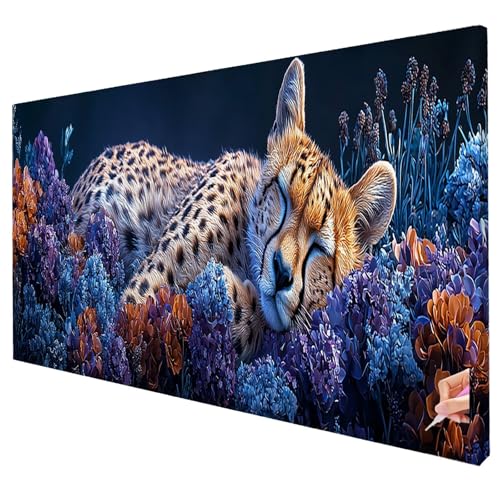 Diamond Painting Leopard Diamond Painting XXL 200x80cm 5D Blume Diamant Kunst Malerei Set Basteln Erwachsene Anfänger DIY Diamant Stickerei Kreuzstich Set für Deko Wohnzimmer Geschenke für Frauen S-58 von Yarqzhng
