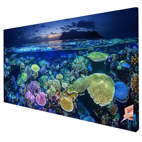Diamond Painting Meer Diamond Painting XXL 130x50cm 5D Koralle Diamant Kunst Malerei Set Basteln Erwachsene Anfänger DIY Diamant Stickerei Kreuzstich Set für Deko Wohnzimmer Geschenke für Frauen O-13 von Yarqzhng