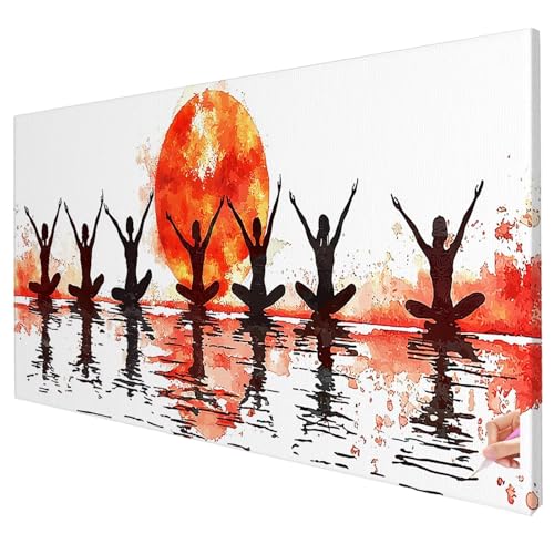 Diamond Painting Retro 130x50cm Diamond Painting Erwachsene Groß XXL Yoga Set DIY Diamant Malerei Kreativ Set für Erwachsene 5D Diamant Kunst Stickerei für Geschenke für Frauen Halloween Deko R-99 von Yarqzhng