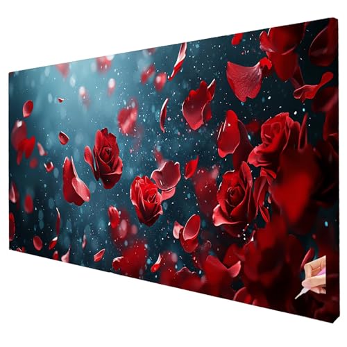 Diamond Painting Rosen 100x40cm Diamond Painting Erwachsene Groß XXL Blume Set DIY Diamant Malerei Kreativ Set für Erwachsene 5D Diamant Kunst Stickerei für Geschenke für Frauen Halloween Deko S-54 von Yarqzhng