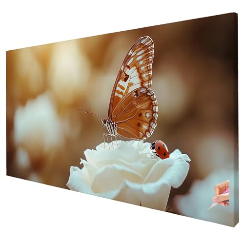 Diamond Painting Schmetterling 130x50cm Diamond Painting Erwachsene Groß XXL Blume Set DIY Diamant Malerei Kreativ Set für Erwachsene Diamant Kunst Stickerei Geschenke für Frauen Halloween Deko W-75 von Yarqzhng