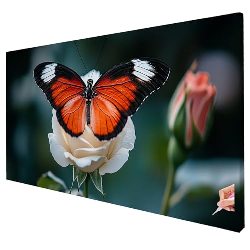 Diamond Painting Schmetterling 250x100cm Diamond Painting Erwachsene Groß XXL Rosen Set DIY Diamant Malerei Kreativ Set für Erwachsene 5D Full Diamant Kunst Stickerei für Geschenke Halloween Deko T-39 von Yarqzhng