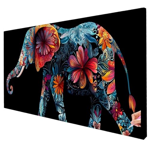 Diamond Painting Tiere 100x40cm Diamond Painting Erwachsene Groß XXL Elefant Set DIY Diamant Malerei Kreativ Set für Erwachsene 5D Diamant Kunst Stickerei für Geschenke für Frauen Halloween Deko R-78 von Yarqzhng