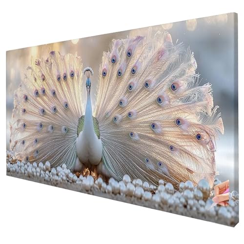 Diamond Painting Tiere Diamond Painting XXL 100x40cm 5D Pfau Diamant Kunst Malerei Set Basteln Erwachsene Anfänger DIY Diamant Stickerei Kreuzstich Set für Deko Wohnzimmer Geschenke für Frauen P-07 von Yarqzhng