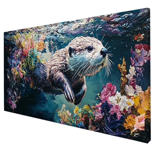 Diamond Painting Tiere Diamond Painting XXL 250x100cm 5D Otter Diamant Kunst Malerei Set Basteln Erwachsene Anfänger DIY Diamant Stickerei Kreuzstich Set für Deko Wohnzimmer Geschenke für Frauen W-91 von Yarqzhng