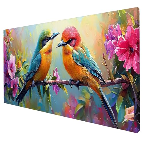 Diamond Painting Vögel 150x60cm Diamond Painting Erwachsene Groß XXL Blume Set DIY Diamant Malerei Kreativ Set für Erwachsene 5D Diamant Kunst Stickerei für Geschenke für Frauen Halloween Deko T-03 von Yarqzhng