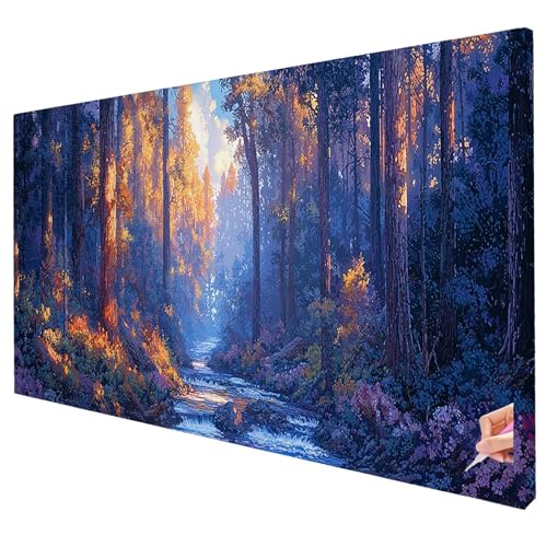 Diamond Painting Wald Diamond Painting XXL 150x60cm 5D Natur Diamant Kunst Malerei Set Basteln Erwachsene Anfänger DIY Diamant Stickerei Kreuzstich Set für Deko Wohnzimmer Geschenke für Frauen W-97 von Yarqzhng