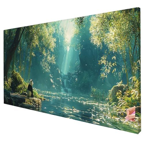 Diamond Painting Wald Diamond Painting XXL 150x60cm 5D Panda Diamant Kunst Malerei Set Basteln Erwachsene Anfänger DIY Diamant Stickerei Kreuzstich Set für Deko Wohnzimmer Geschenke für Frauen S-67 von Yarqzhng