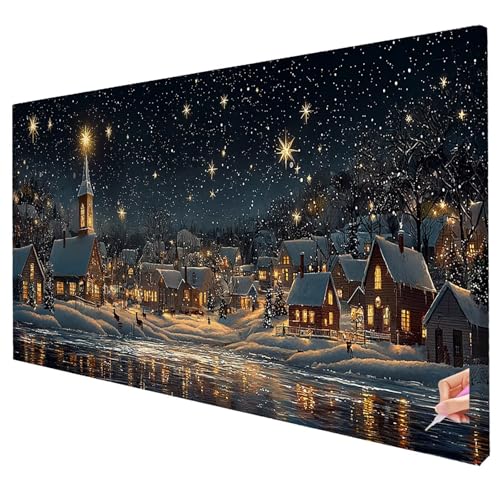 Diamond Painting Weihnachten Diamond Painting XXL 80x30cm 5D Landschaft Diamant Kunst Malerei Set Basteln Erwachsene Anfänger DIY Diamant Stickerei Kreuzstich Set für Deko Wohnzimmer Geschenke T-37 von Yarqzhng