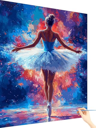 Malen Nach Zahlen Erwachsene Ballett Malen Nach Zahlen Kinder Frau, Paint by Numbers Bastelset Erwachsene, Cheerful Painting Kreativ Set Geschenke für Frauen Deko Wohnzimmer Ohne Rahmen 80x110cm D-45 von Yarqzhng