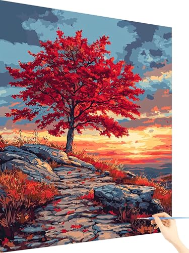 Malen Nach Zahlen Erwachsene Baum Paint by Numbers Sonnenaufgang, Malen Nach Zahlen ab 7 Jahre Mädchen, Handgemalt Ölgemälde Leinwand mit Pinseln und Acrylfarben Geschenke für Frauen Deko 40x50cm M-70 Malen Nach Zahlen Erwachsene Baum Paint by Numbers Sonnenaufgang, Malen Nach Zahlen ab 7 Jahre Mädchen, Handgemalt Ölgemälde Leinwand mit Pinseln und Acrylfarben Geschenke für Frauen Deko 40x50cm M-70 von Yarqzhng