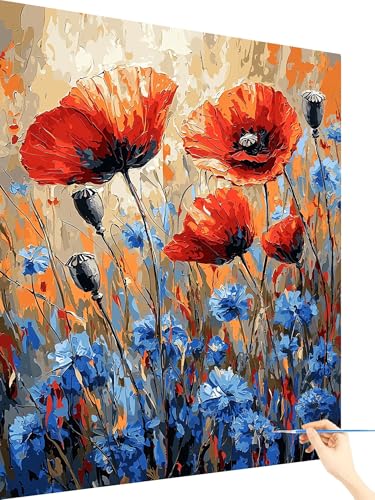 Malen Nach Zahlen Erwachsene Blume Paint by Numbers Anlage, Malen Nach Zahlen ab 7 Jahre Mädchen, Handgemalt Ölgemälde Leinwand mit Pinseln Acrylfarben Geschenke für Frauen Ohne Rahmen 60x80cm A-84 von Yarqzhng