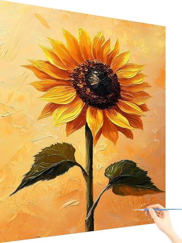 Malen Nach Zahlen Erwachsene Blume Paint by Numbers Sonnenblume, Malen Nach Zahlen ab 7 Jahre Mädchen, Handgemalt Ölgemälde Leinwand mit Pinseln und Acrylfarben Geschenke für Frauen Deko 70x90cm F-92 von Yarqzhng