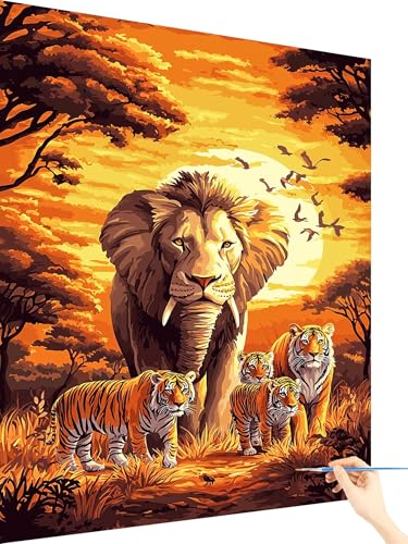 Malen Nach Zahlen Erwachsene Elefant Malen Nach Zahlen Kinder Tiger, Paint by Numbers Bastelset Erwachsene, DIY Cheerful Painting Kreativ Set Geschenke für Frauen Deko Ohne Rahmen 80x110cm S-39 von Yarqzhng