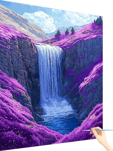 Malen Nach Zahlen Erwachsene Fallen Paint by Numbers Berg, Malen Nach Zahlen ab 7 Jahre Mädchen, Handgemalt Ölgemälde Leinwand mit Pinseln und Acrylfarben Geschenke für Frauen Ohne Rahmen 60x80cm V-80 von Yarqzhng