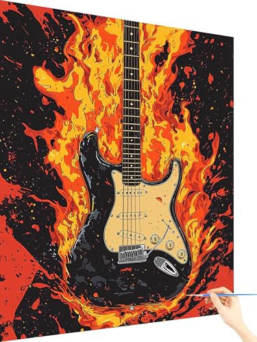 Malen Nach Zahlen Erwachsene Flamme Paint by Numbers Gitarre, Malen Nach Zahlen ab 7 Jahre Mädchen, Handgemalt Ölgemälde Leinwand mit Pinseln Acrylfarben Geschenke für Frauen Ohne Rahmen 40x50cm O-30 Malen Nach Zahlen Erwachsene Flamme Paint by Numbers Gitarre, Malen Nach Zahlen ab 7 Jahre Mädchen, Handgemalt Ölgemälde Leinwand mit Pinseln Acrylfarben Geschenke für Frauen Ohne Rahmen 40x50cm O-30 von Yarqzhng