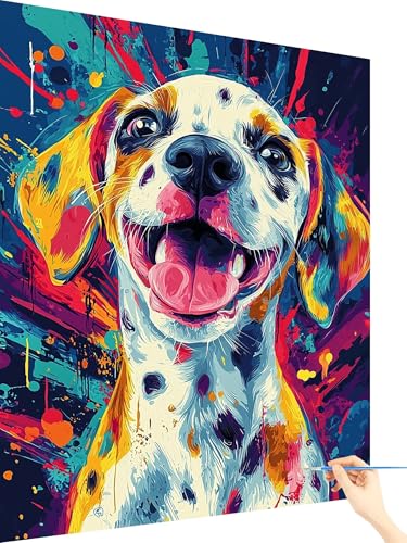 Malen Nach Zahlen Erwachsene Hund Malen Nach Zahlen Kinder Tier, Paint by Numbers Bastelset Erwachsene, DIY Cheerful Painting Kreativ Set Geschenke für Frauen Deko Wohnzimmer Ohne Rahmen 80x110cm N-84 von Yarqzhng