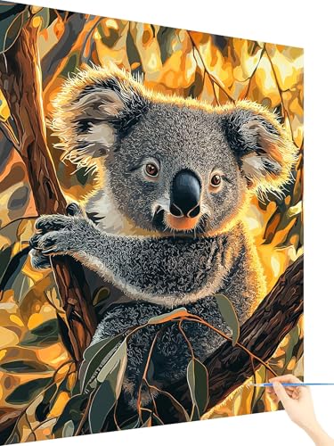 Malen Nach Zahlen Erwachsene Koala Paint by Numbers Tier, Malen Nach Zahlen ab 7 Jahre Mädchen, Handgemalt Ölgemälde Leinwand mit Pinseln und Acrylfarben Geschenke für Frauen Ohne Rahmen 50x70cm I-26 von Yarqzhng