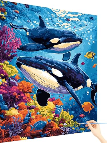 Malen Nach Zahlen Erwachsene Meer Paint by Numbers Wal, Malen Nach Zahlen ab 7 Jahre Mädchen, Handgemalt Ölgemälde Leinwand mit Pinseln Acrylfarben Geschenke für Frauen Deko Ohne Rahmen 50x70cm D-20 Malen Nach Zahlen Erwachsene Meer Paint by Numbers Wal, Malen Nach Zahlen ab 7 Jahre Mädchen, Handgemalt Ölgemälde Leinwand mit Pinseln Acrylfarben Geschenke für Frauen Deko Ohne Rahmen 50x70cm D-20 von Yarqzhng