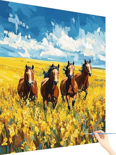 Malen Nach Zahlen Erwachsene Pferde Paint by Numbers Blume, Malen Nach Zahlen ab 7 Jahre Mädchen, Handgemalt Ölgemälde Leinwand mit Pinseln Acrylfarben Geschenke für Frauen Ohne Rahmen 50x70cm D-79 Malen Nach Zahlen Erwachsene Pferde Paint by Numbers Blume, Malen Nach Zahlen ab 7 Jahre Mädchen, Handgemalt Ölgemälde Leinwand mit Pinseln Acrylfarben Geschenke für Frauen Ohne Rahmen 50x70cm D-79 von Yarqzhng