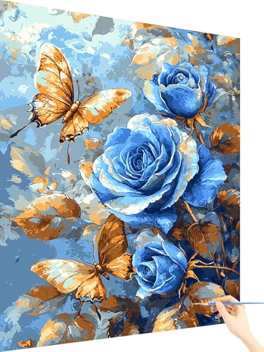 Malen Nach Zahlen Erwachsene Rose Paint by Numbers Schmetterling, Malen Nach Zahlen ab 7 Jahre Mädchen, Handgemalt Ölgemälde Leinwand mit Pinseln und Acrylfarben Geschenke für Frauen Deko 40x50cm O-22 Malen Nach Zahlen Erwachsene Rose Paint by Numbers Schmetterling, Malen Nach Zahlen ab 7 Jahre Mädchen, Handgemalt Ölgemälde Leinwand mit Pinseln und Acrylfarben Geschenke für Frauen Deko 40x50cm O-22 von Yarqzhng