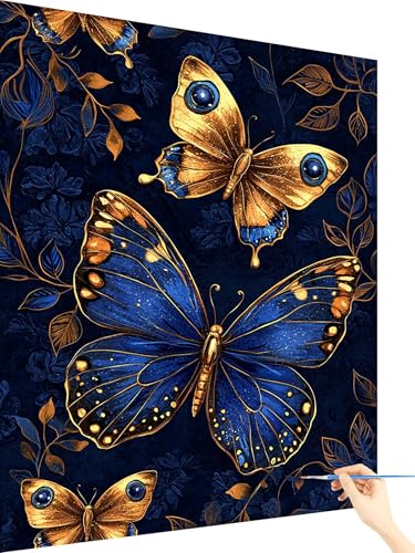 Malen Nach Zahlen Erwachsene Schmetterling Paint by Numbers Anlage, Malen Nach Zahlen ab 7 Jahre Mädchen, Handgemalt Ölgemälde Leinwand mit Pinseln Acrylfarben Geschenke für Frauen Deko 70x90cm X-6 von Yarqzhng