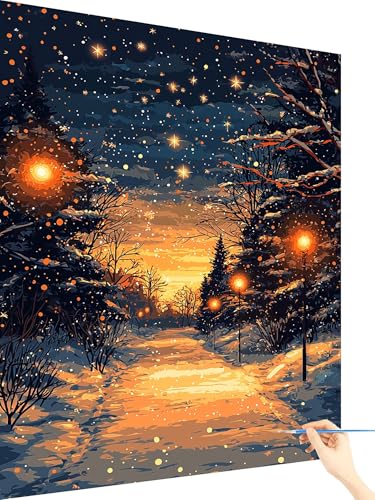 Malen Nach Zahlen Erwachsene Sonnenaufgang Paint by Numbers Winter, Malen Nach Zahlen ab 7 Jahre Mädchen, Handgemalt Ölgemälde Leinwand mit Pinseln Acrylfarben Geschenke für Frauen Deko 70x90cm J-49 Malen Nach Zahlen Erwachsene Sonnenaufgang Paint by Numbers Winter, Malen Nach Zahlen ab 7 Jahre Mädchen, Handgemalt Ölgemälde Leinwand mit Pinseln Acrylfarben Geschenke für Frauen Deko 70x90cm J-49 von Yarqzhng