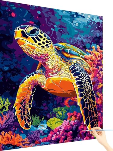 Malen Nach Zahlen Erwachsene Tier Paint by Numbers SchildkröTe, Malen Nach Zahlen ab 7 Jahre Mädchen, Handgemalt Ölgemälde Leinwand mit Pinseln und Acrylfarben Geschenke für Frauen Deko 80x110cm A-77 Malen Nach Zahlen Erwachsene Tier Paint by Numbers SchildkröTe, Malen Nach Zahlen ab 7 Jahre Mädchen, Handgemalt Ölgemälde Leinwand mit Pinseln und Acrylfarben Geschenke für Frauen Deko 80x110cm A-77 von Yarqzhng
