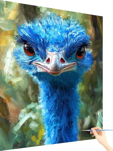 Malen Nach Zahlen Erwachsene Tier Paint by Numbers Strauß, Malen Nach Zahlen ab 7 Jahre Mädchen, Handgemalt Ölgemälde Leinwand mit Pinseln Acrylfarben Geschenke für Frauen Ohne Rahmen 80x110cm F-79 von Yarqzhng