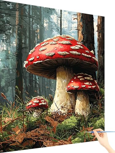 Malen Nach Zahlen Erwachsene Wald Paint by Numbers Pilz, Malen Nach Zahlen ab 7 Jahre Mädchen, Handgemalt Ölgemälde Leinwand mit Pinseln Acrylfarben Geschenke für Frauen Deko Ohne Rahmen 40x50cm C-24 Malen Nach Zahlen Erwachsene Wald Paint by Numbers Pilz, Malen Nach Zahlen ab 7 Jahre Mädchen, Handgemalt Ölgemälde Leinwand mit Pinseln Acrylfarben Geschenke für Frauen Deko Ohne Rahmen 40x50cm C-24 von Yarqzhng