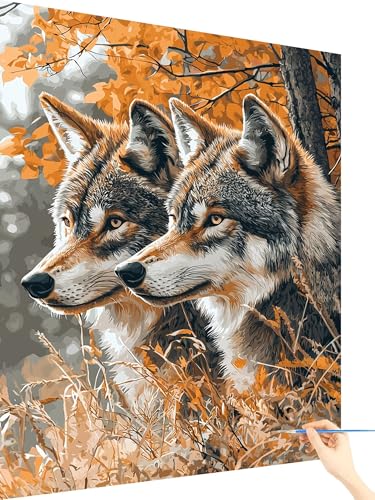 Malen Nach Zahlen Erwachsene Wolf Malen Nach Zahlen Kinder Tier, Paint by Numbers Bastelset Erwachsene, DIY Cheerful Painting Kreativ Set Geschenke für Frauen Deko Wohnzimmer Ohne Rahmen 80x110cm P-87 von Yarqzhng
