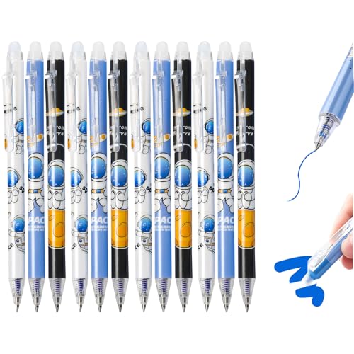 12 Stück Radierbarer Kugelschreiber Stifte Set mit Radiergummi, Radierbare Stifte mit 5 Gelstiftminen, Astronautmuster Schnelltrocknende Gel Kugelschreiber, 0,5mm Radierbarer Tintenroller für Teenager 12 Stück Radierbarer Kugelschreiber Stifte Set mit Radiergummi, Radierbare Stifte mit 5 Gelstiftminen, Astronautmuster Schnelltrocknende Gel Kugelschreiber, 0,5mm Radierbarer Tintenroller für Teenager von Yarteim