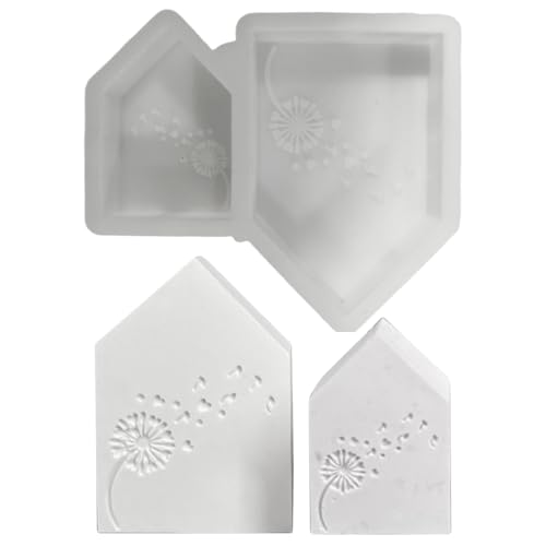 2 Stück Silikonformen Gießformen Häuser, Silikonform Haus mit Löwenzahn Muster, Gießformen Silikon Haus, Silikonform Mini Häuser, Kerzenform Seifenform Epoxidharz Formen für Seife Gips von Yarteim