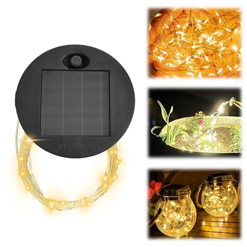 2 Stück Solarleuchten Ersatzdeckel, 7 cm Solarleuchten Ersatz für Solar Giesskanne, LED Warmweiß Licht Solardeckel, Wasserdicht Solar Ersatzdeckel, Solarlampen Ersatzteile für Außen Garten Decor von Yarteim