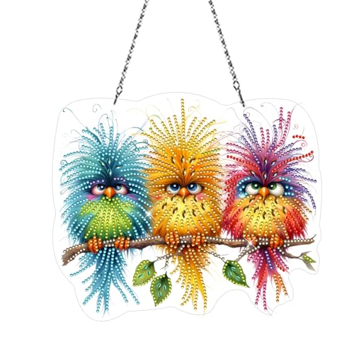 5D Diamond Painting Frühling Beidseitig, Frühling Fensterdeko Hängend Vogel Deko Diamant Painting Fensterbilder, Diamond Painting Anhänger Hängedeko Fensterschmuck Diamant Malerei Basteln von Yarteim